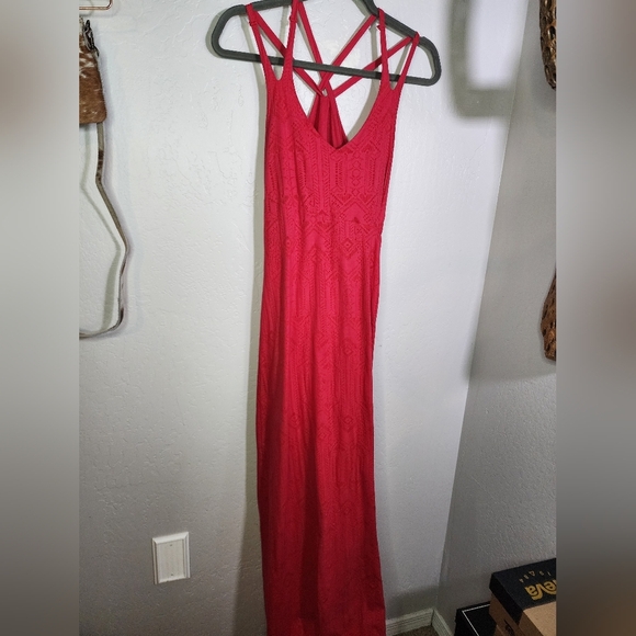 Athleta Red Aztec Racerback Maxi Dress Size Small - Picture 2 of 10